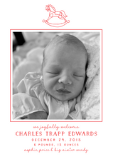 Load image into Gallery viewer, ROCKING HORSE BIRTH ANNOUNCEMENT (color options available)