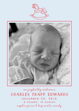 Load image into Gallery viewer, ROCKING HORSE BIRTH ANNOUNCEMENT (color options available)