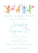 Load image into Gallery viewer, PARTY ANIMAL INVITATION (color options available)
