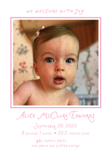 Load image into Gallery viewer, MARGOT BIRTH ANNOUNCEMENT (color options available)