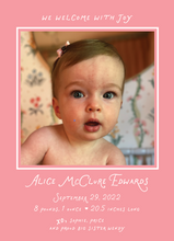 Load image into Gallery viewer, MARGOT BIRTH ANNOUNCEMENT (color options available)