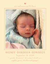 Load image into Gallery viewer, HOLLIS PETITE BIRTH ANNOUNCEMENT (color options available)