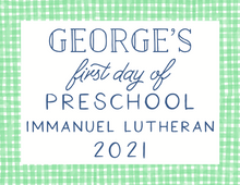 Load image into Gallery viewer, GREEN GINGHAM PRINTABLE SCHOOL SIGN SET (customizable font colors)