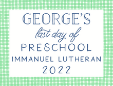 Load image into Gallery viewer, GREEN GINGHAM PRINTABLE SCHOOL SIGN SET (customizable font colors)