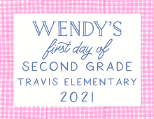 Load image into Gallery viewer, PINK GINGHAM PRINTABLE SCHOOL SIGN SET (customizable font colors)
