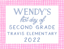 Load image into Gallery viewer, PINK GINGHAM PRINTABLE SCHOOL SIGN SET (customizable font colors)
