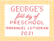 Load image into Gallery viewer, YELLOW GINGHAM PRINTABLE SCHOOL SIGN SET (customizable font colors)