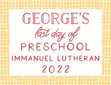 Load image into Gallery viewer, YELLOW GINGHAM PRINTABLE SCHOOL SIGN SET (customizable font colors)