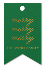 Load image into Gallery viewer, MERRY MERRY MERRY FOIL STAMPED TAG
