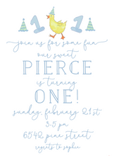 Load image into Gallery viewer, LUCKY DUCK FIRST BIRTHDAY INVITATION (BLUE)