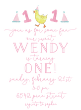 Load image into Gallery viewer, LUCKY DUCK FIRST BIRTHDAY INVITATION (PINK)