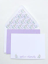 Load image into Gallery viewer, PURPLE POSIES STATIONERY SET WITH LINER