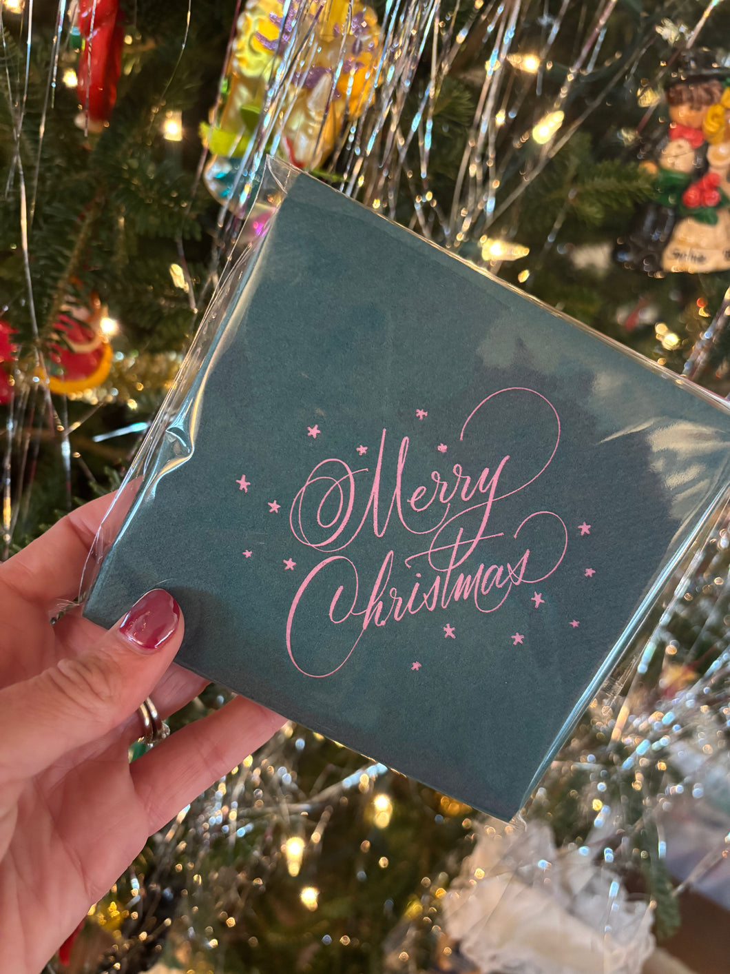 Merry Christmas Calligraphy Napkins (hunter green)