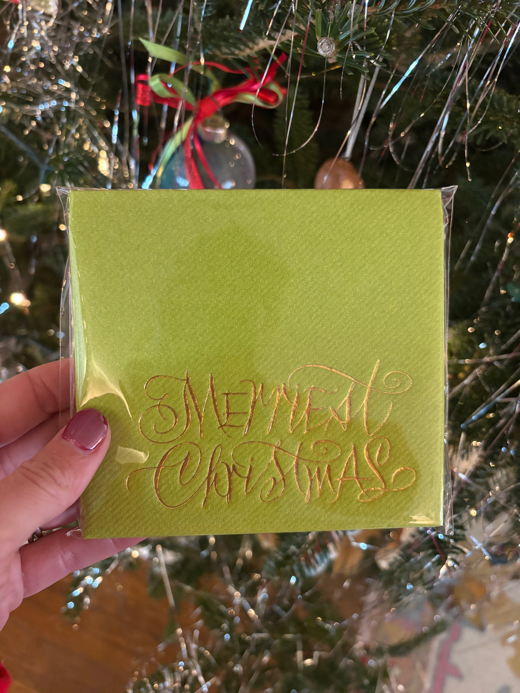 Merriest Christmas Cocktail Napkins (green)