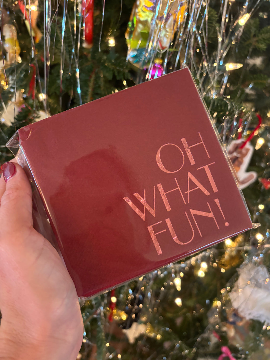 Oh What Fun Cocktail Napkins (burgundy)