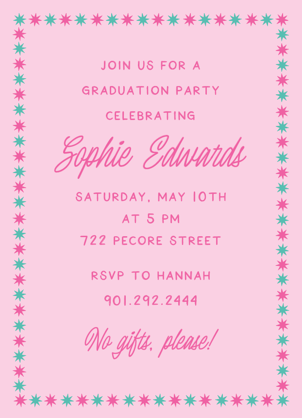 STARBURST INVITATION (color options available)