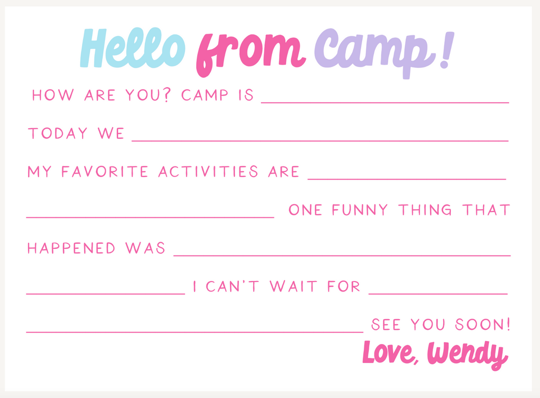 FILL IN CAMP STATIONERY (color options available)