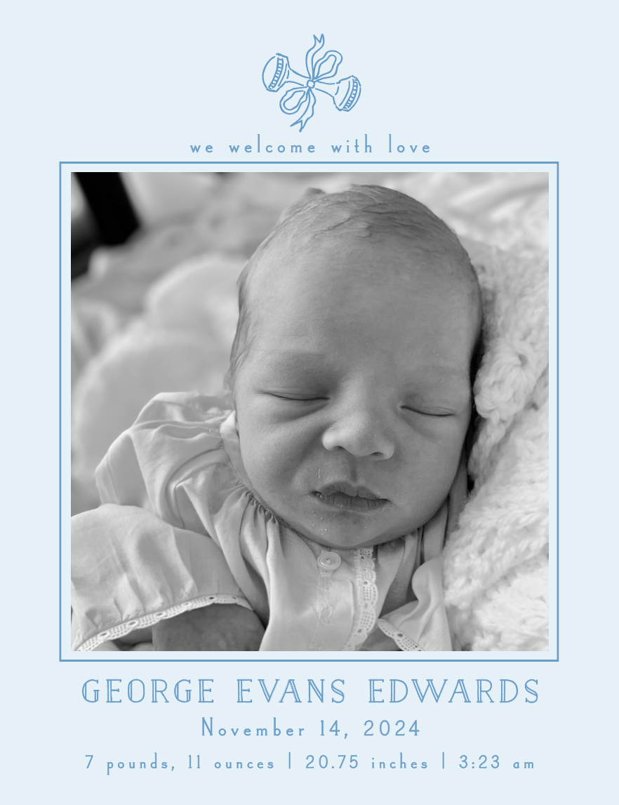 RATTLE  PETITE BIRTH ANNOUNCEMENT (boy / girl options available)