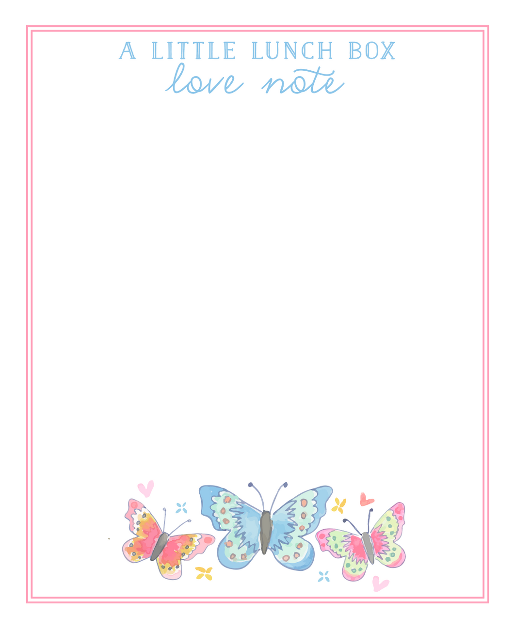 BUTTERFLY LUNCH BOX LOVE NOTE PAD