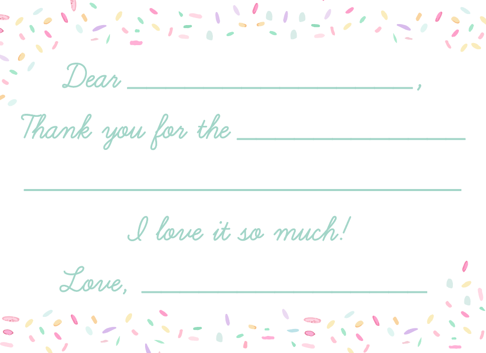 SPRINKLE FILL-IN THANK YOU NOTE