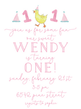 Load image into Gallery viewer, LUCKY DUCK FIRST BIRTHDAY INVITATION (PINK)
