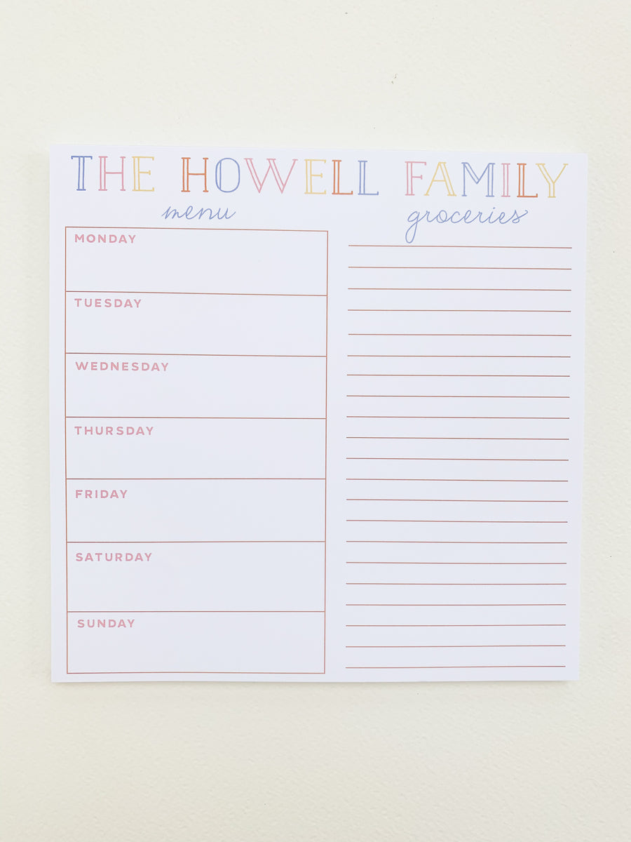 MEAL PLANNING PAD Sophie Edwards Design