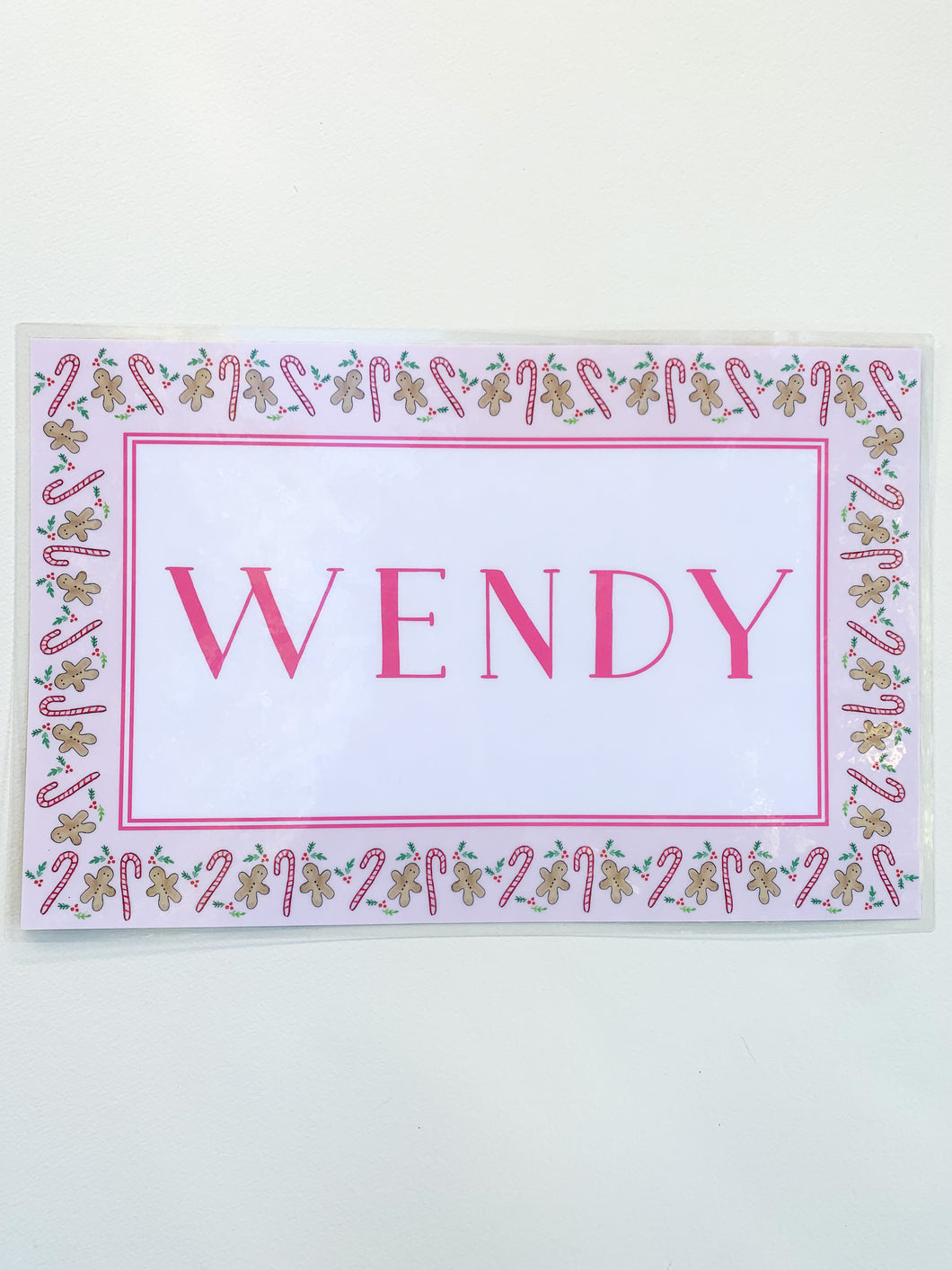 LAMINATED CANDY CANE PLACEMAT (pink)